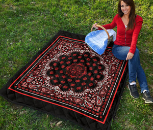 Quilt 2 Red Bandana on Black Red Sq.