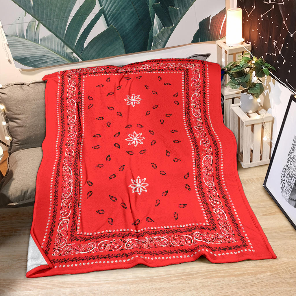 Ultra Plush 4 Traditional Red Bandana Throw Blanket