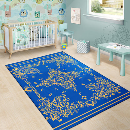 Area Rug Two - Peach on Cobalt