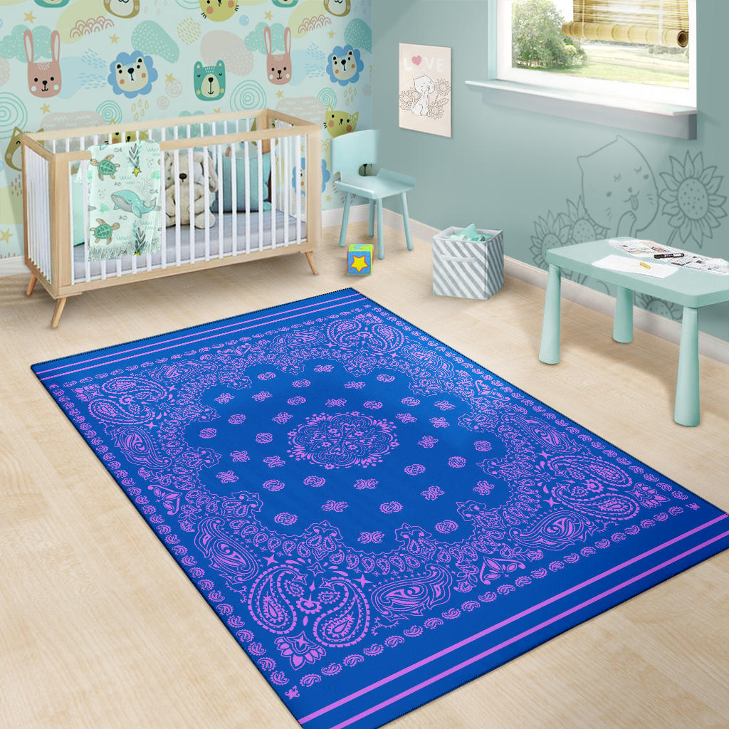 Area Rug One - Magenta on Cobalt