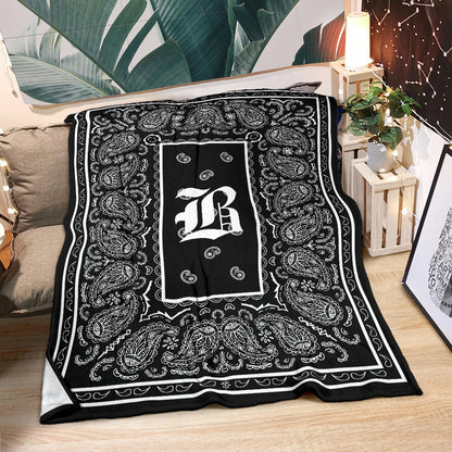 Black Ultra Plush Bandana Blanket - B oe