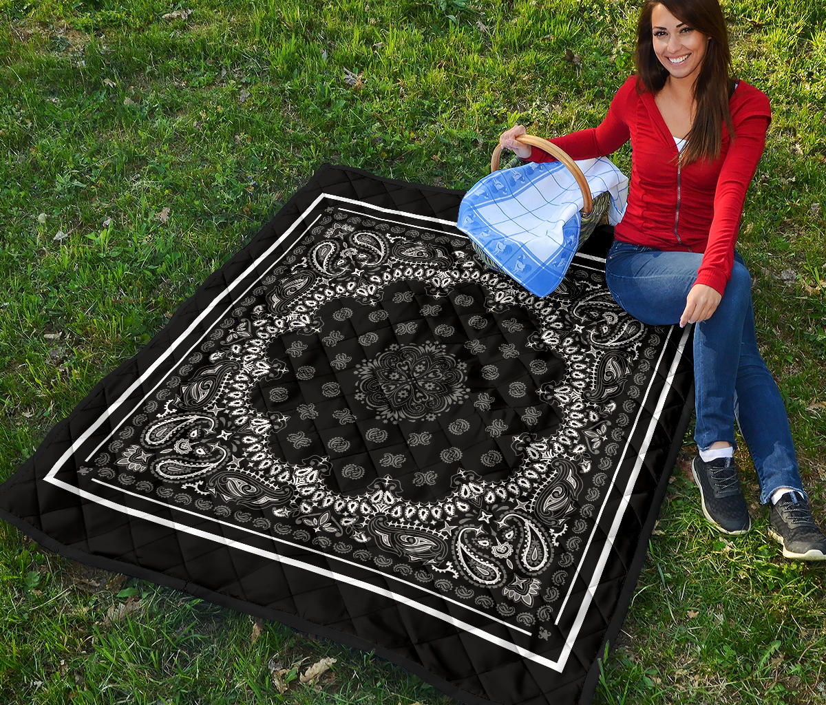 Quilt 2 - Gray on Black White Sq.