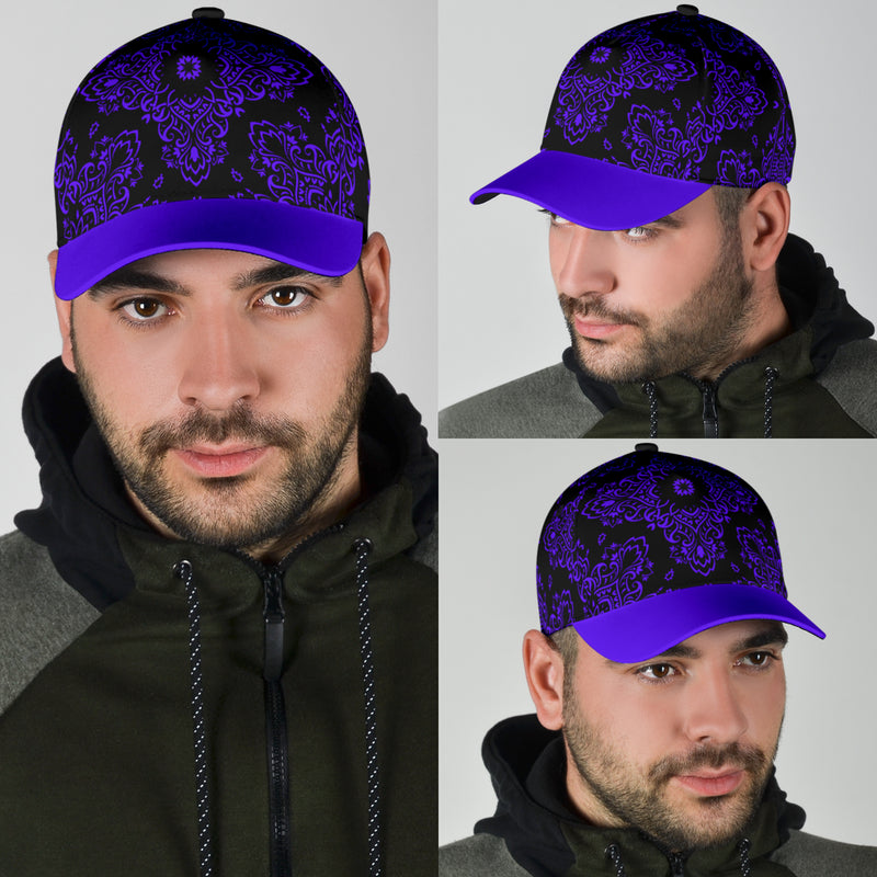 Classic Cap 3 Violet Black Bandana Cap with Violet Bill