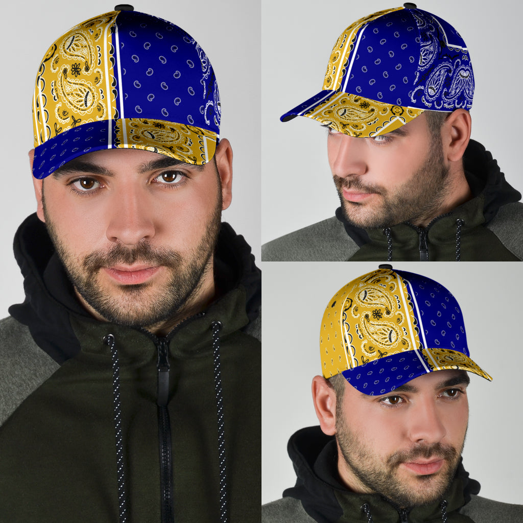 Classic Cap - Navy and Gold Bandana Panels