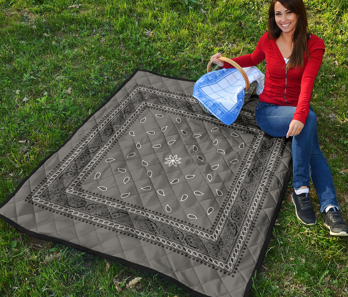 Quilt 4 Gray Black Bandana Quilt