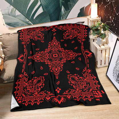 Ultra Plush 3 Red on Black Bandana Throw Blanket
