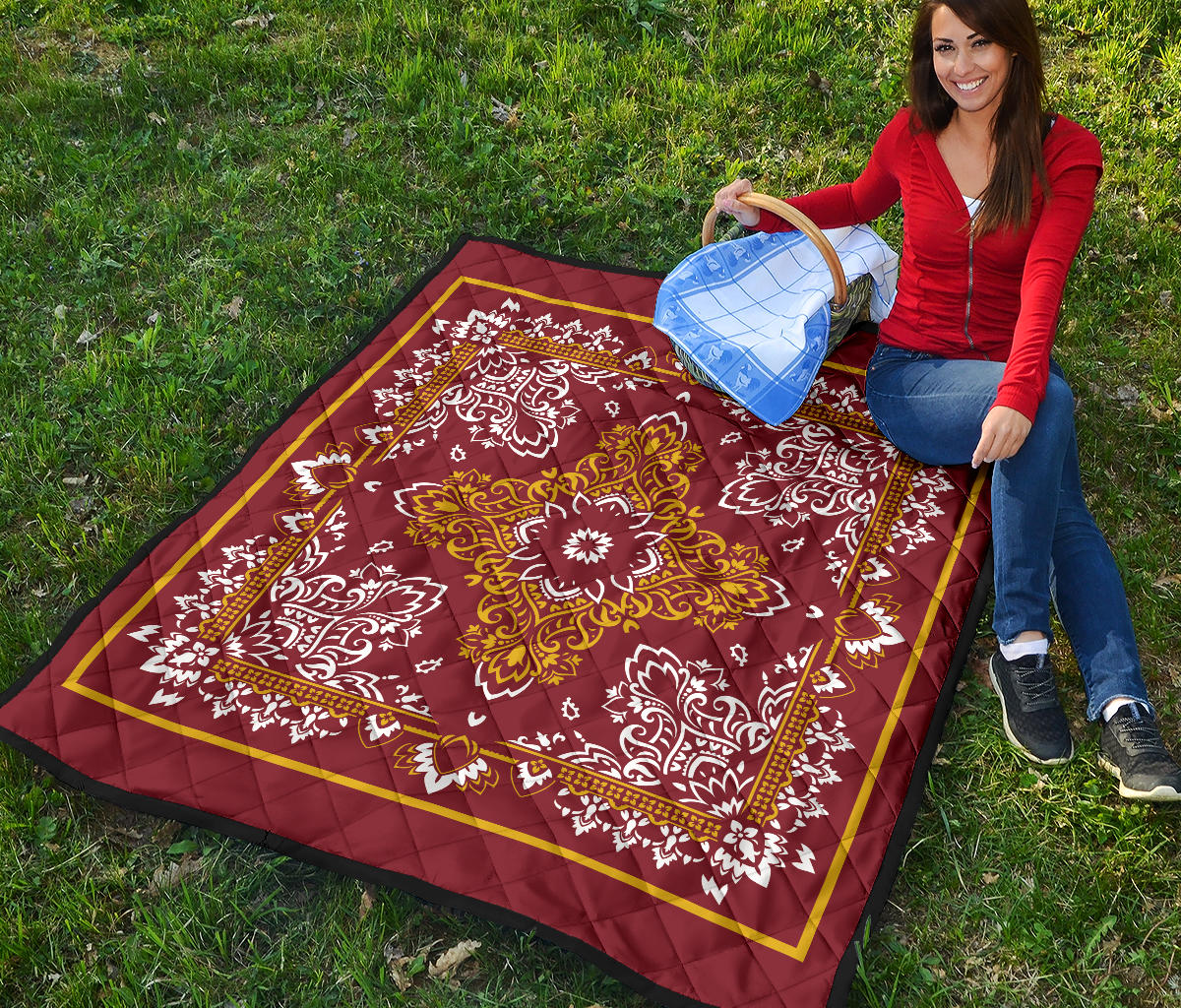 Quilt 3 Gold White Bandana Quilt