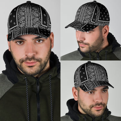 Classic Cap - 6 Square White on Black
