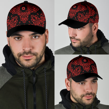 Classic Cap 3 - Red Black Bandana Black Bill