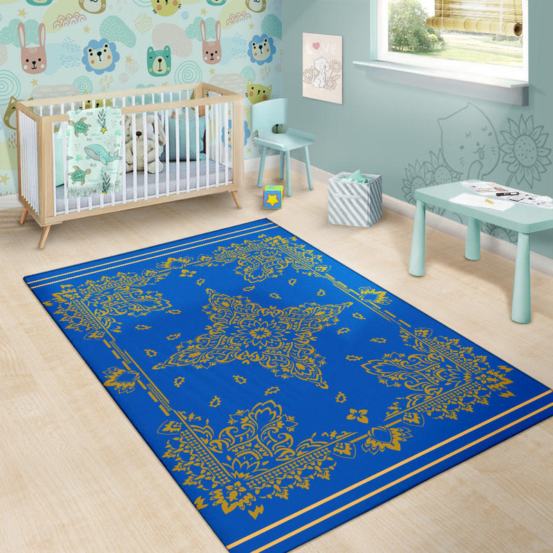 Area Rug Two - Gold on Cobalt