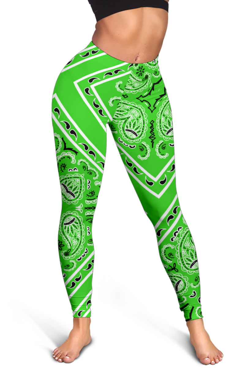 Women's Leggings - Green Bandana