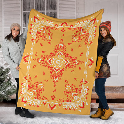 Ultra Plush 3 Red on Peach Bandana Throw Blanket
