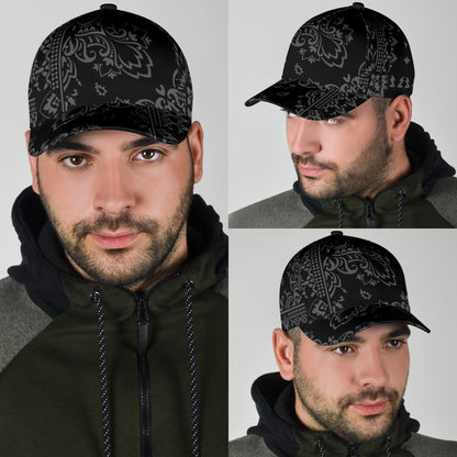 Classic Cap 3 - Gray on Black Bandana All Over Design