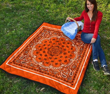 Quilt 2 Black and White on Perfect Orange, White Sq.