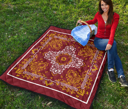 Quilt 3 White Gold on Maroon Bandana Quilt