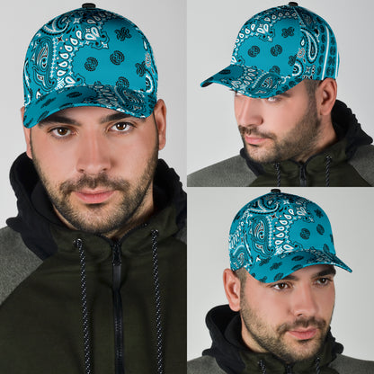 Classic Cap 2 - Black on Teal All Over Design