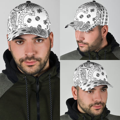 Classic Cap -2- Black on White All Over Design
