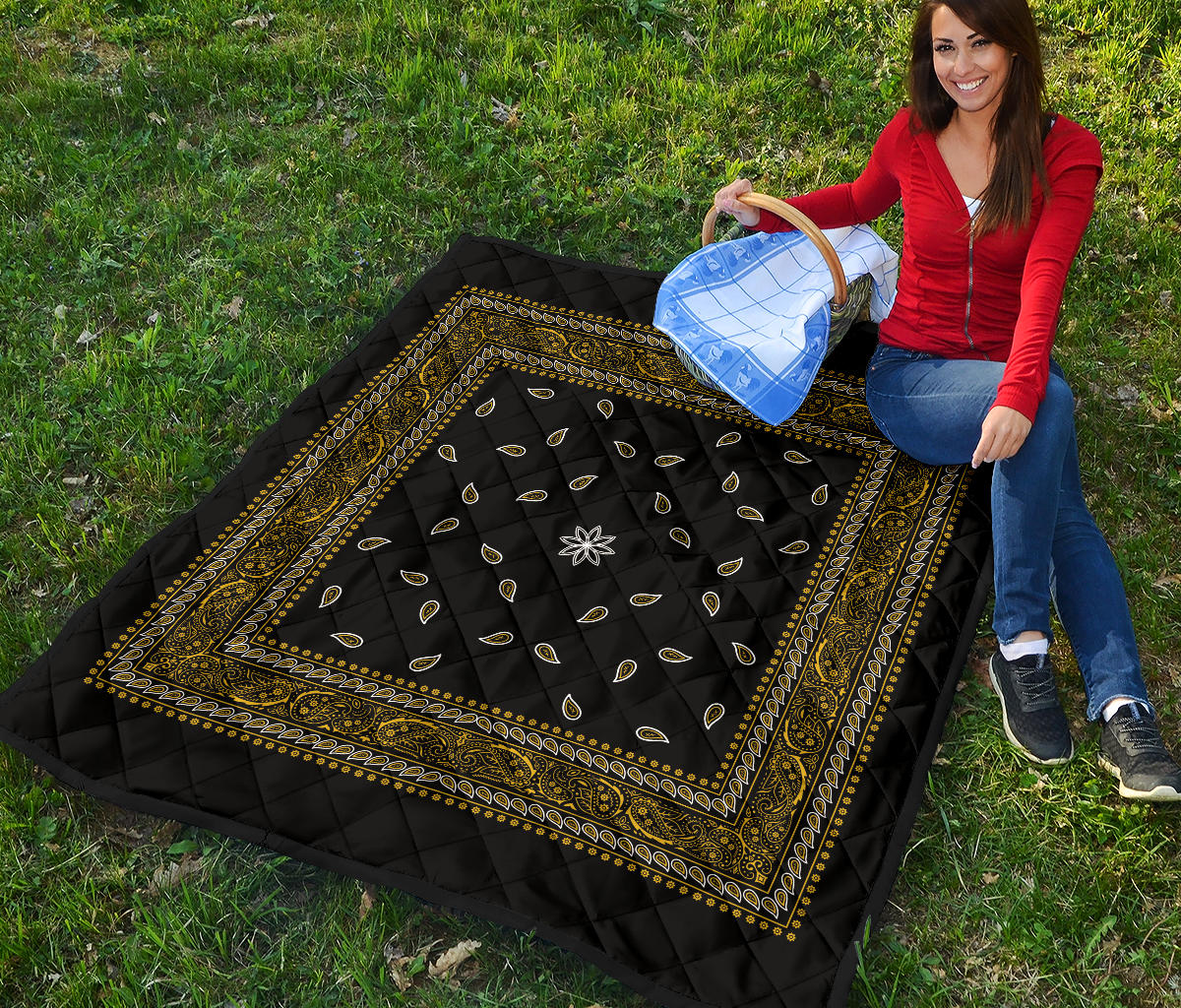 Quilt 4 Gold White and Black Bandana Quilt