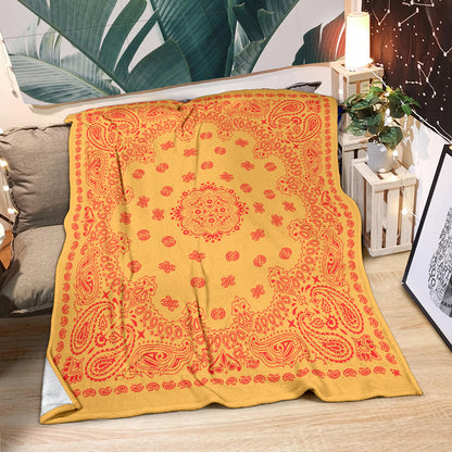 Ultra Plush 4 Red on Peach Bandana Throw Blanket