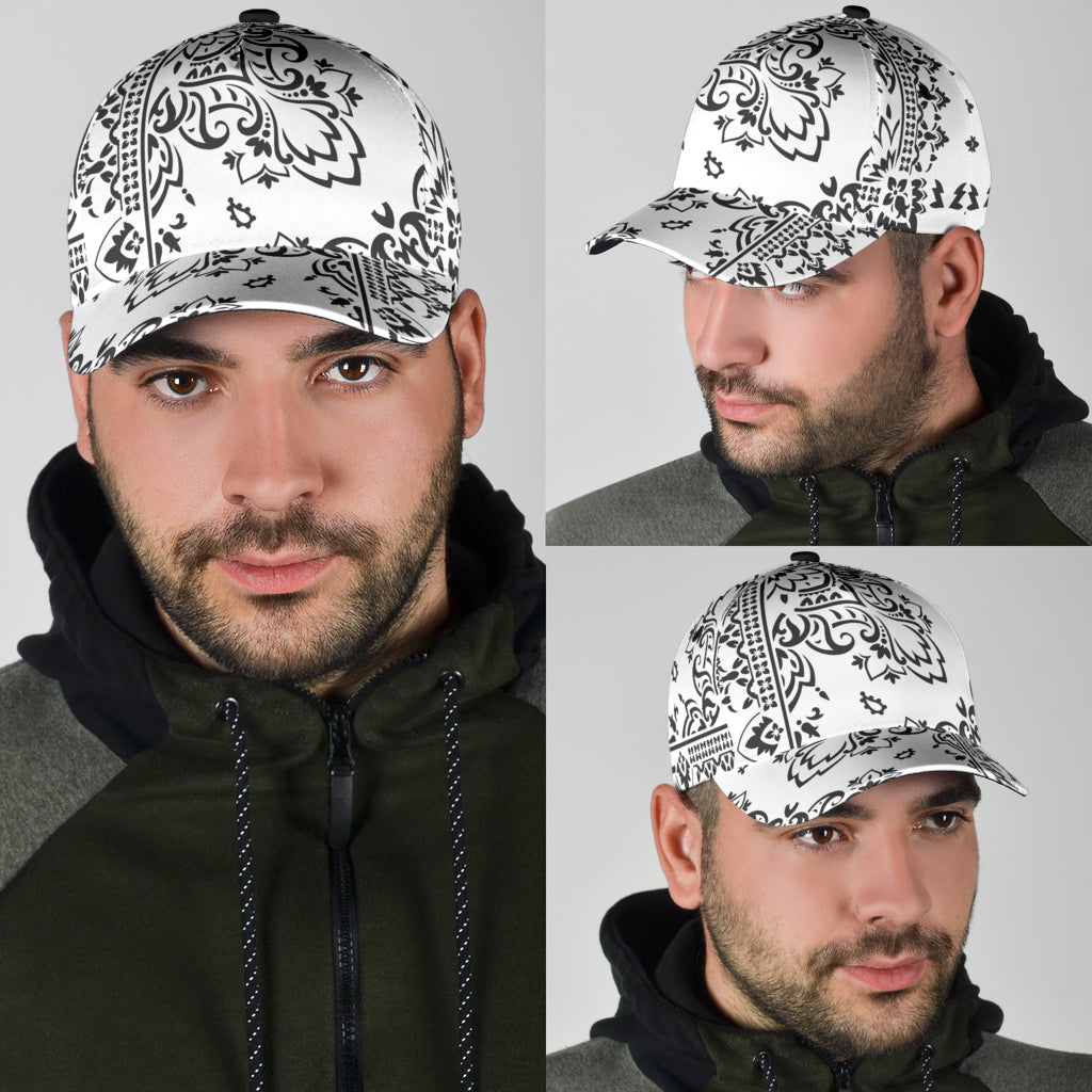 Classic Cap 3 - Black on White All Over Design