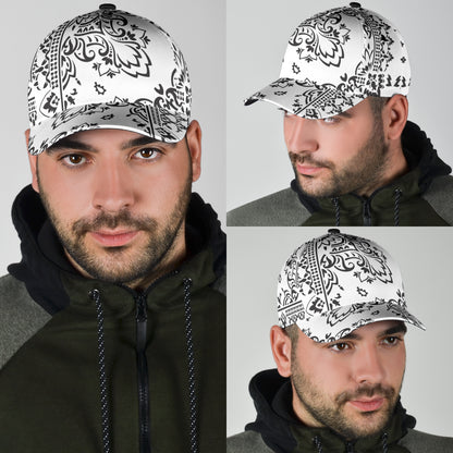 Classic Cap 3 - Black on White All Over Design