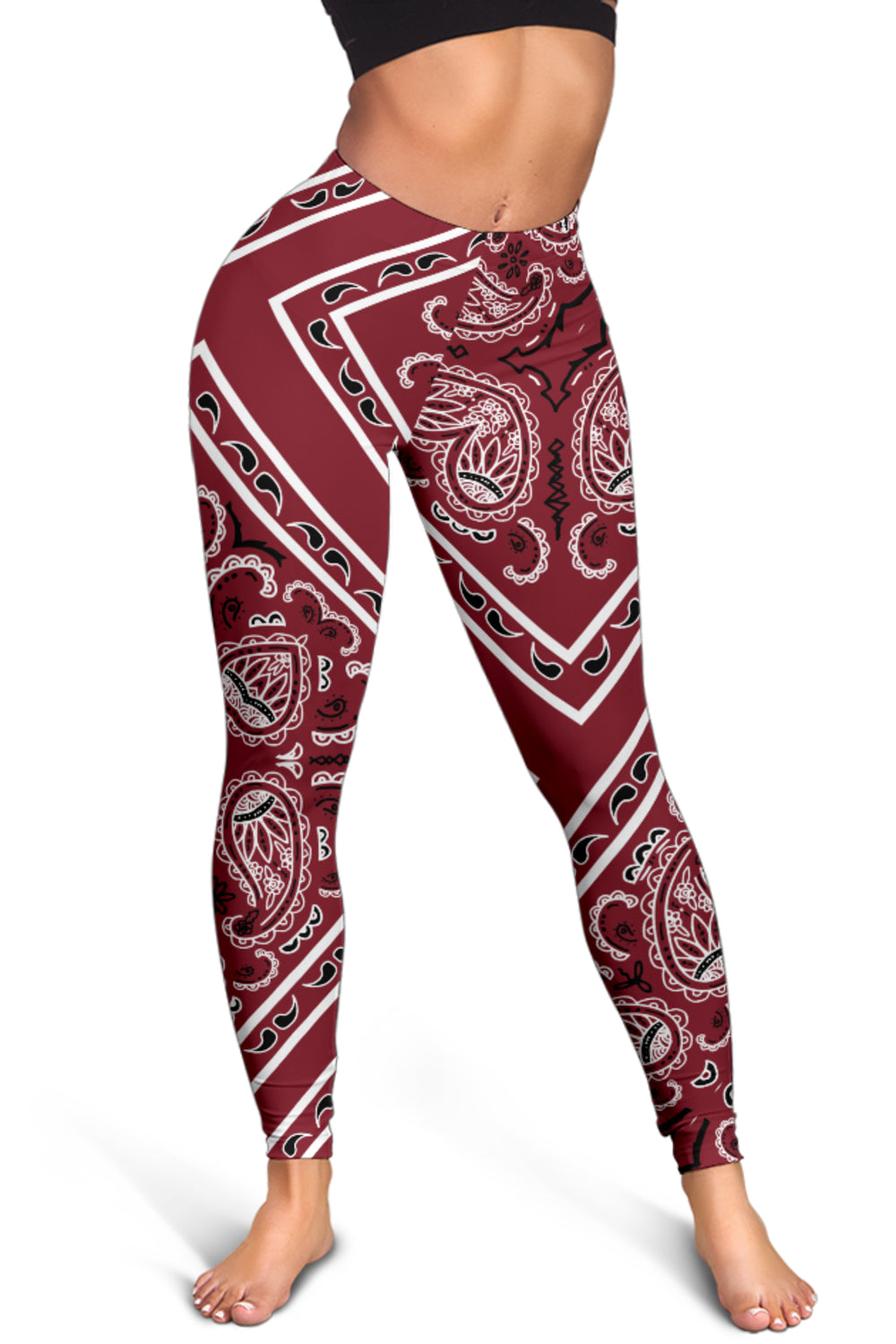 Women's Leggings - Maroon Total Bandana