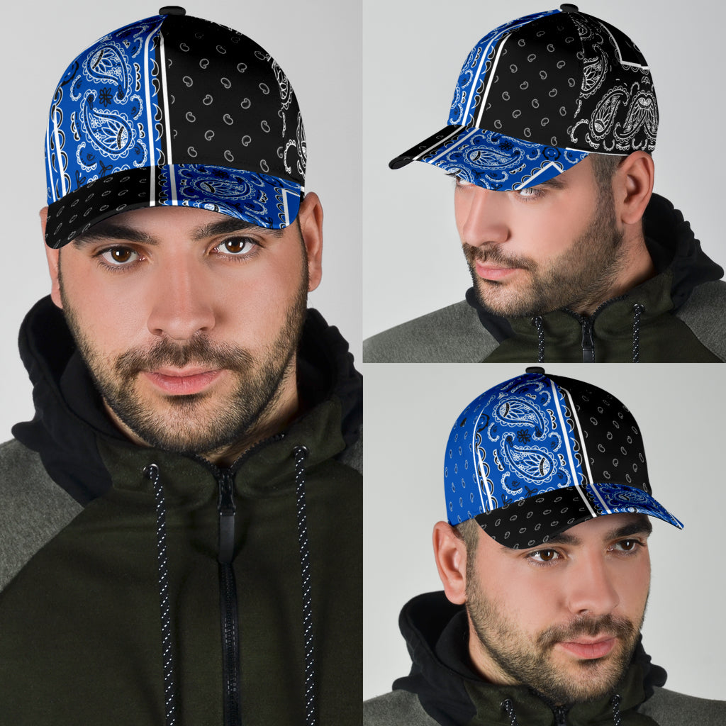 Classic Cap - Bandana Style Cobalt Black Panels