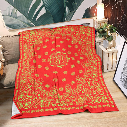 Ultra Plush 2 Lime on Red Bandana Throw Blanket
