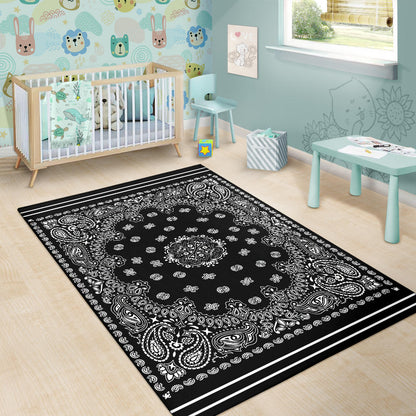 Area Rug One - White on Black