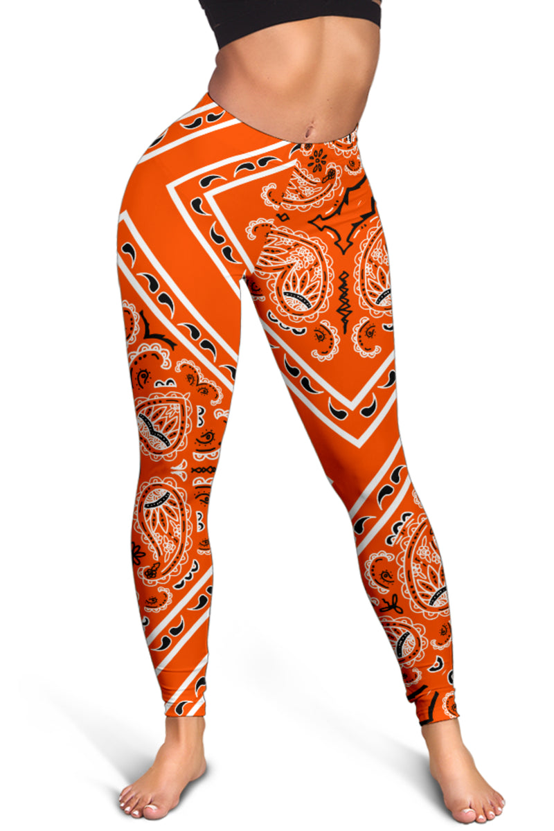 Women's Leggings - Bright Orange Total Bandana