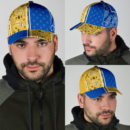 Classic Cap - Bandana Style Cobalt Gold Panels
