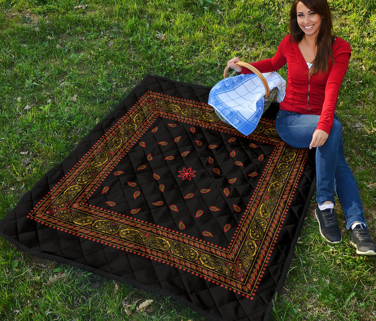 Quilt 4 Red Gold and Black Bandana Quilt