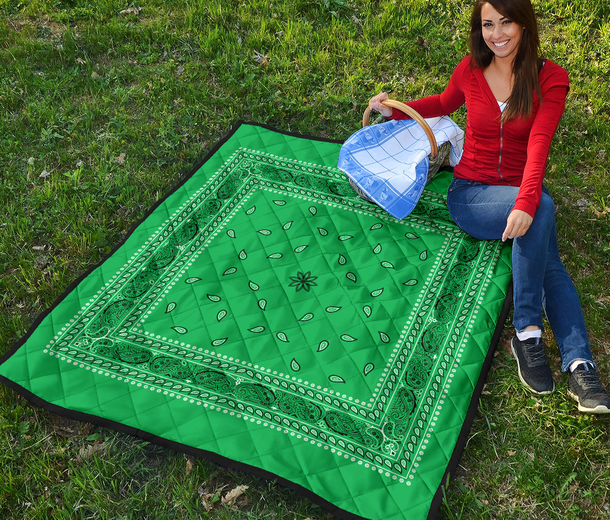 Quilt 4 Black on Green Bandana Quilt