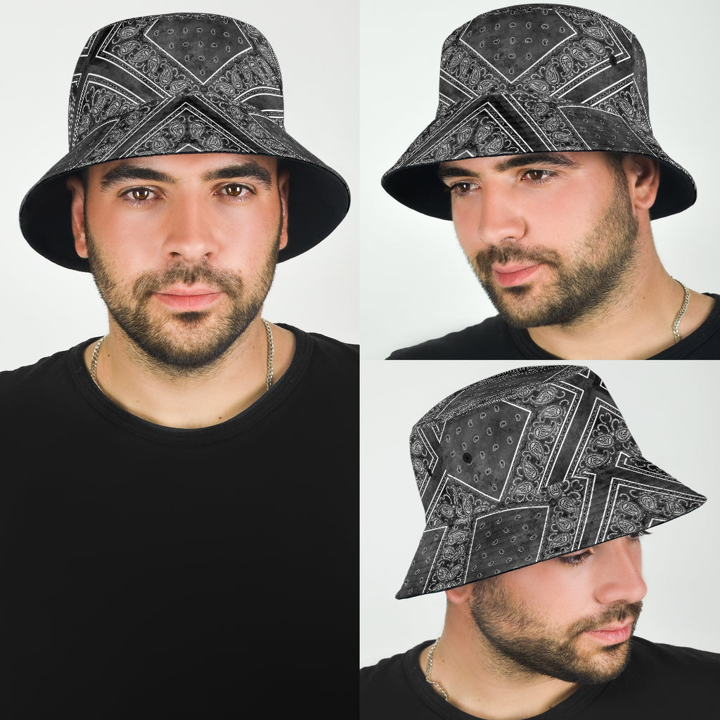 gray black bandana hat