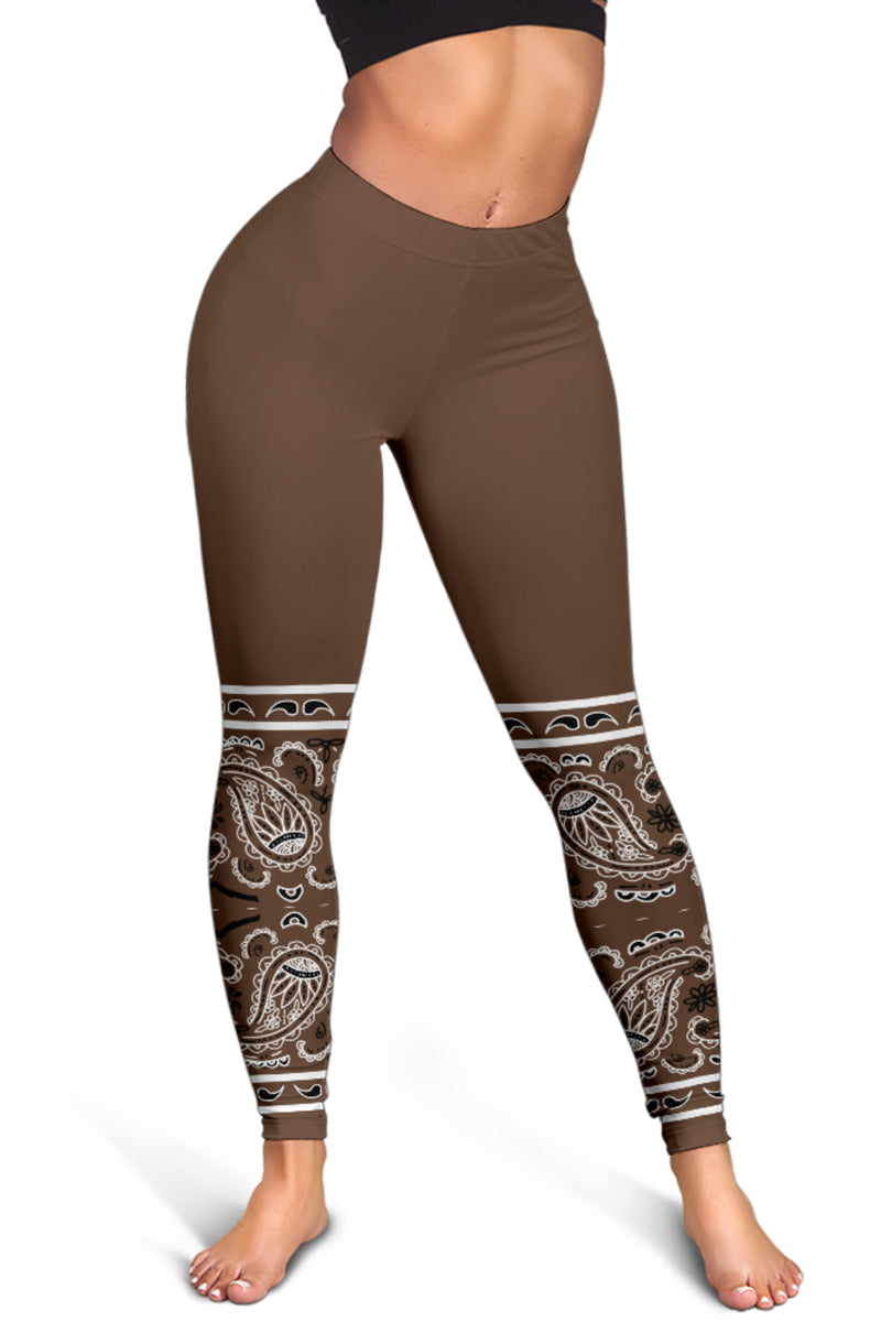 Women's Leggings - Coffee Brown Bandana