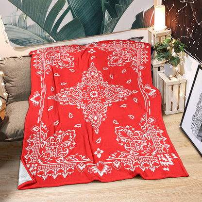 Ultra Plush 3 Red on White Bandana Throw Blanket