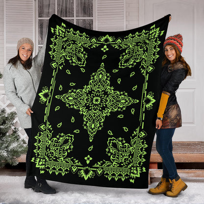 Ultra Plush 3 Lime on Black Bandana Throw Blanket