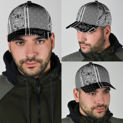 Classic Cap - Gray Bandana Style w Black