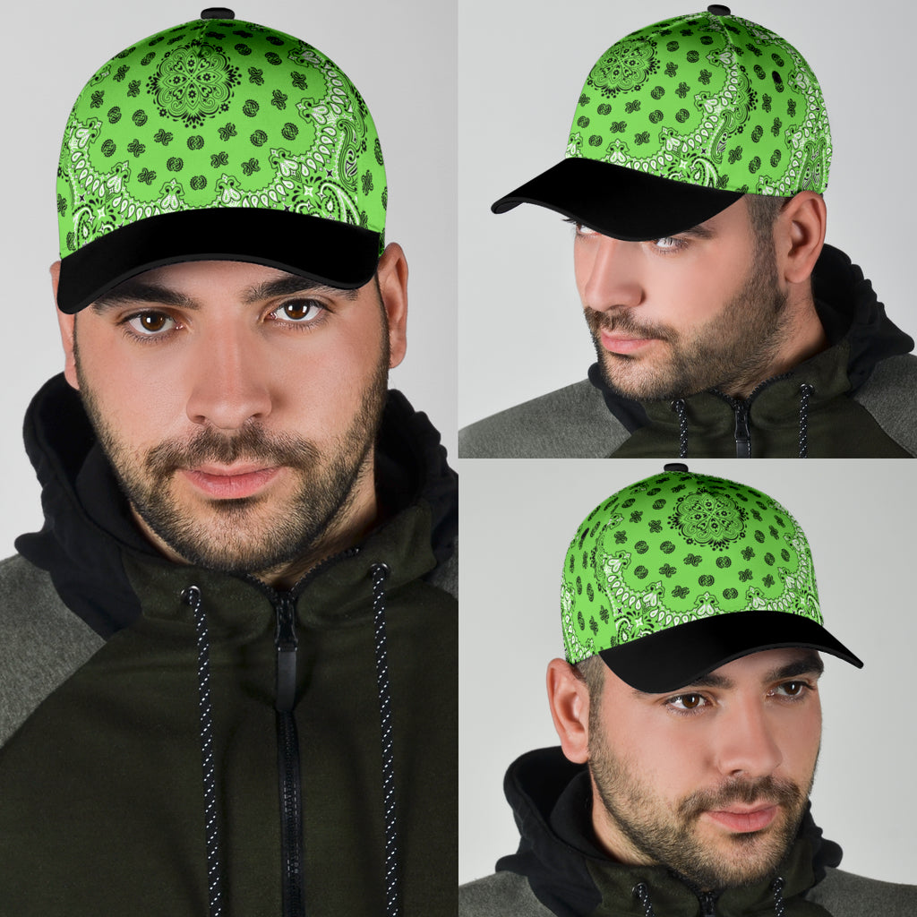 Classic Cap 2 - Black on Lt Green Black Bill