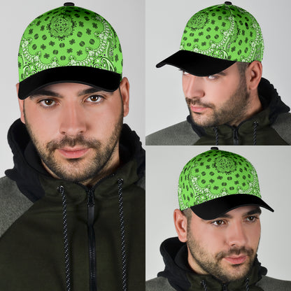 Classic Cap 2 - Black on Lt Green Black Bill