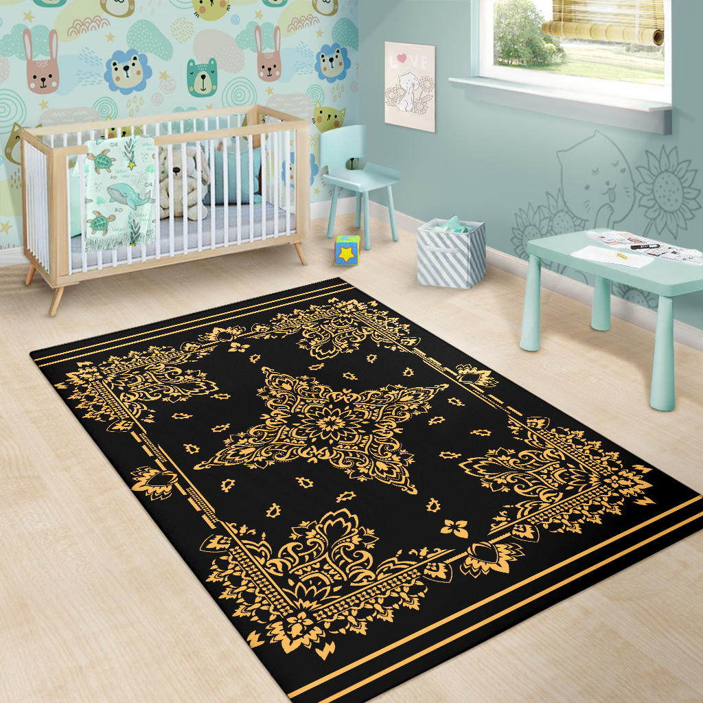 Area Rug Two - Peach on Black
