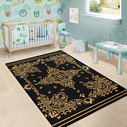 Area Rug Two - Peach on Black
