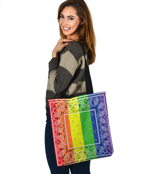 Vertical Rainbow Bandana Tote Bag