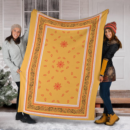 Ultra Plush 5 Red on Peach Bandana Throw Blanket