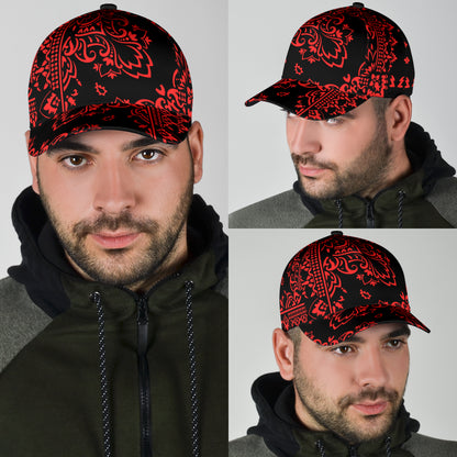 Classic Cap 2 - Red Black Bandana All Over Design