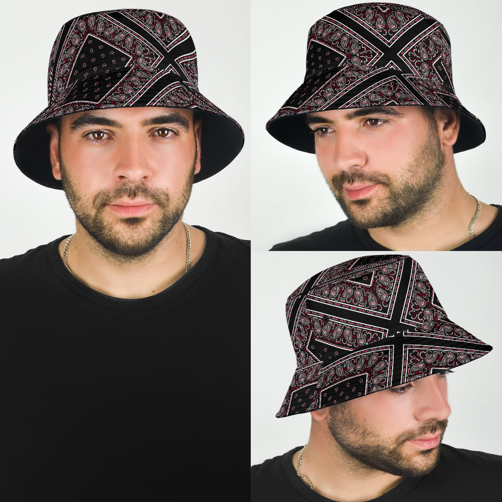 black and red bandana hat