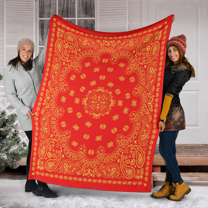 Ultra Plush 2 Yellow on Red Bandana Throw Blanket