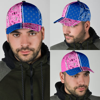Classic Cap - Bandana Style Pink Blue Panels