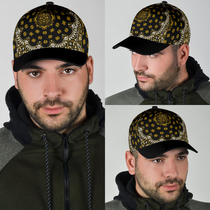 Classic Cap 2 - Gold on Black w Black Bill