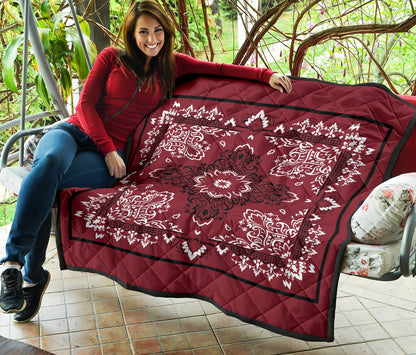 Quilt 3 Black White Maroon Bandana Quilt